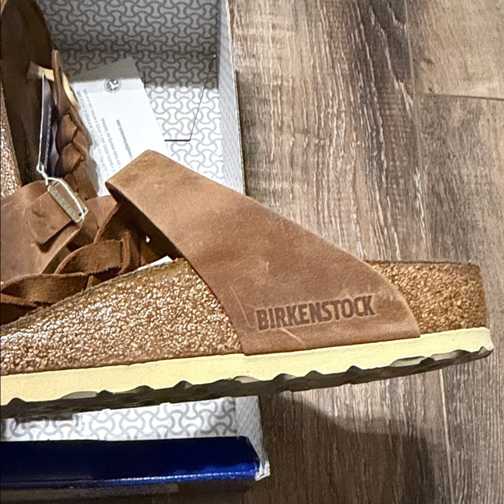 Birkenstock Tan Leather Braided Sandals - Picture 3 of 6